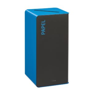 Contenedor reciclaje selectivo papel 40L apertura push acero azul CUBATRI Rossignol — oficinas y centros educativos